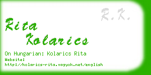 rita kolarics business card